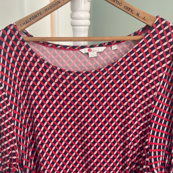BODEN 14 Dress Navy Red Boatneck Ruffled Hem large XL - Picture 1 of 9